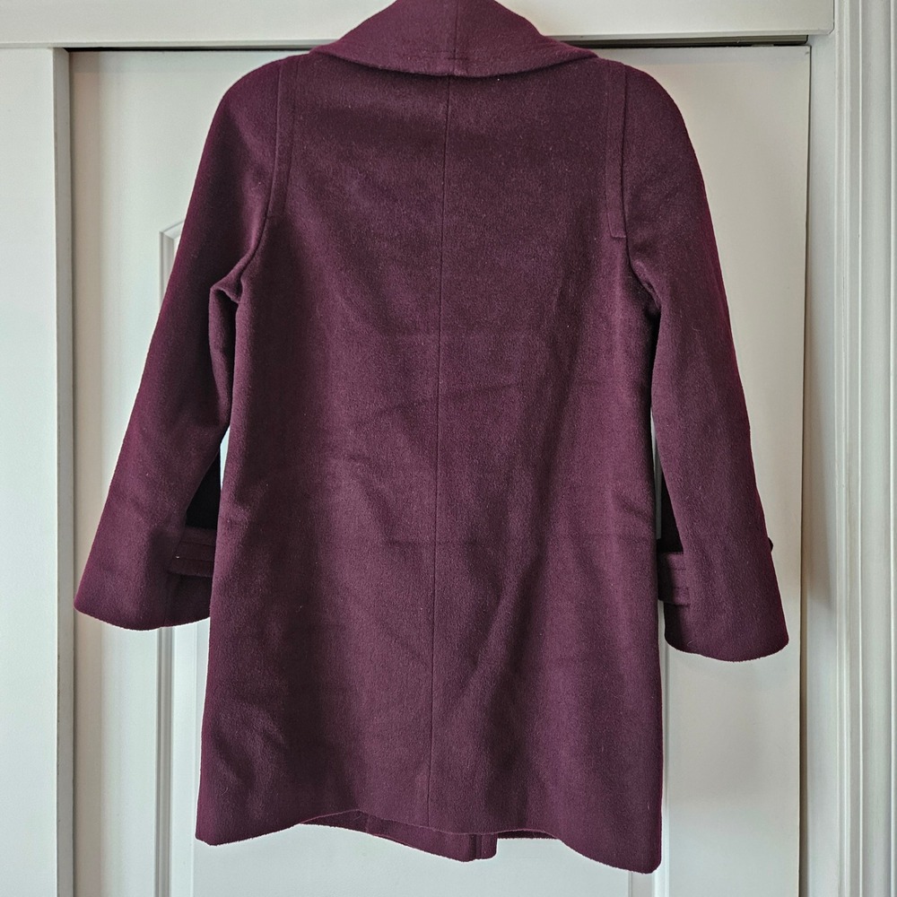 Vintage Alorna Forstmann Pea Coat Womens Medium Plum Wool Blend  Double Breasted - Picture 2 of 11